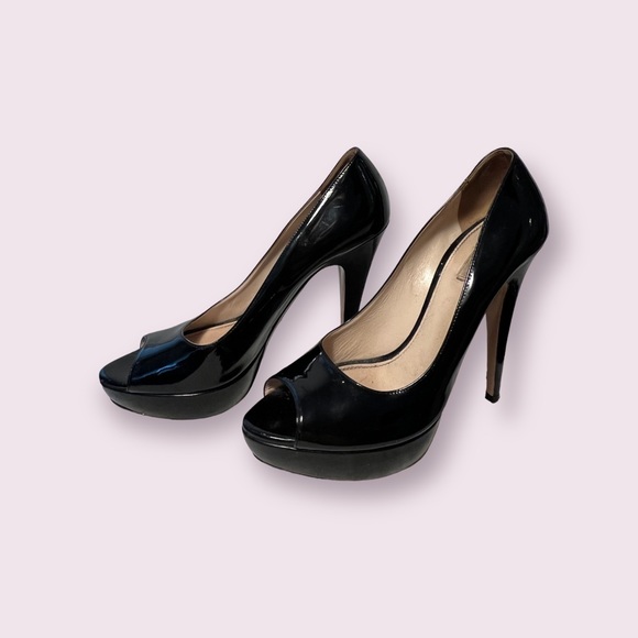 Prada Patent Leather Peep-Toe Heels